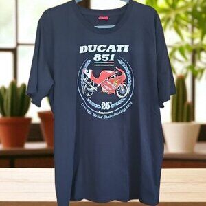 Ducati 851 Black T-Shirt 25th Anniversary 1990 - 2015 World Championship XL